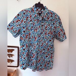 Lands' End Button-Up | Lobster/Coastal Patterned Shirt | size Medium